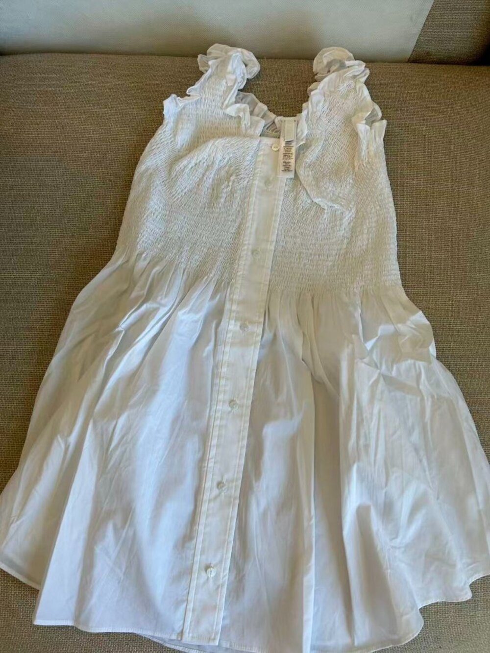 NEW Skims Mini Smocked Dress Medium Snow White - Picture 6 of 10